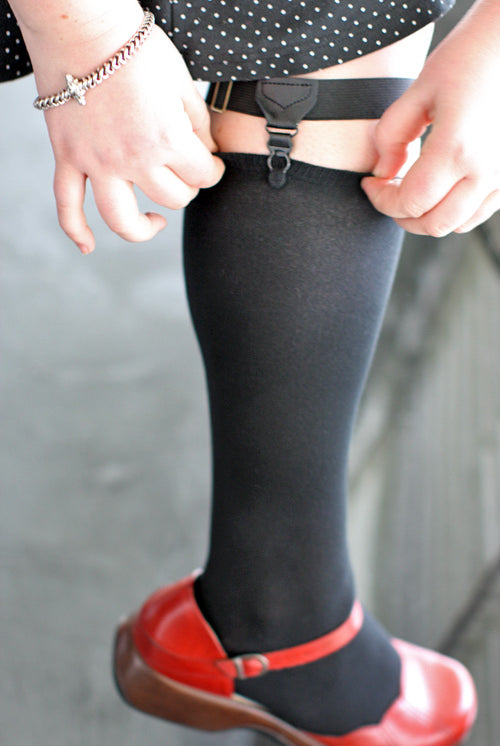 Faux Leather Classic Sock Garters