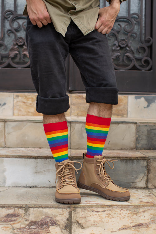 Classic Rainbow Striped Crew - Large