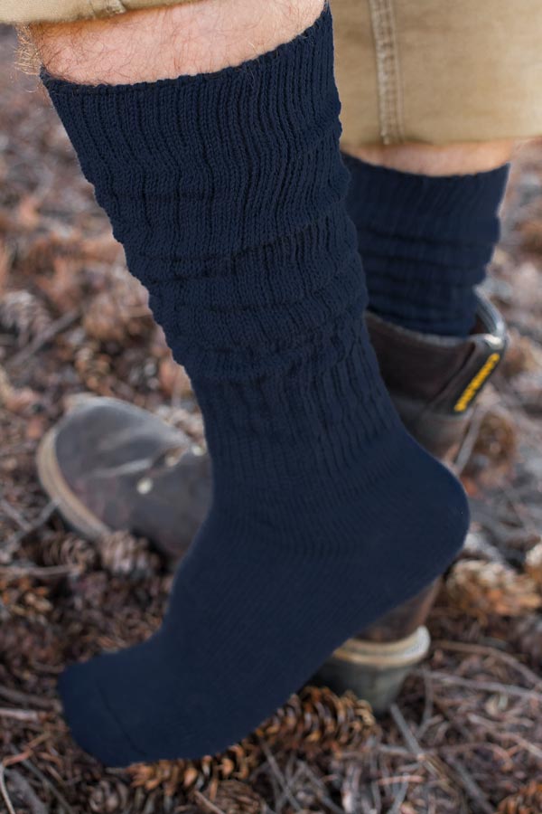 Cotton Slouch Socks - navy