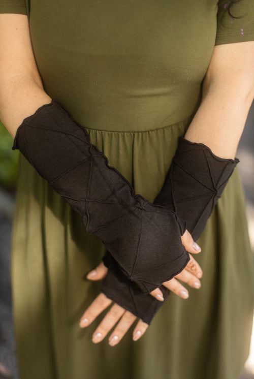 Bamboo Fleece Textured Arm Warmers - Black