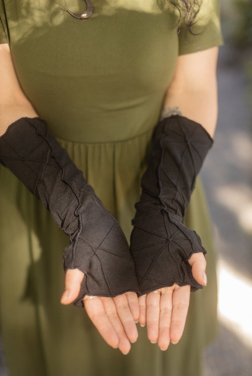 Bamboo Fleece Textured Arm Warmers - Black