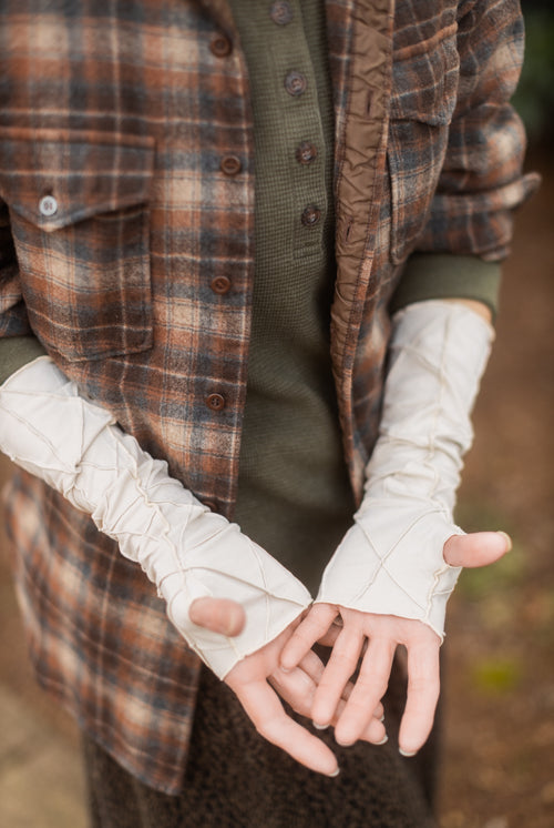 Textured Arm Warmers - Cream