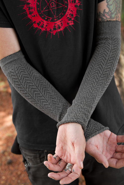 Chevron Sleeves - charcoal and black