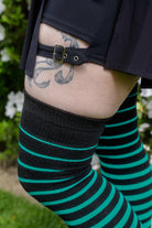 Acrylic Gradient Stripes Extraordinary Thigh High - black with teal