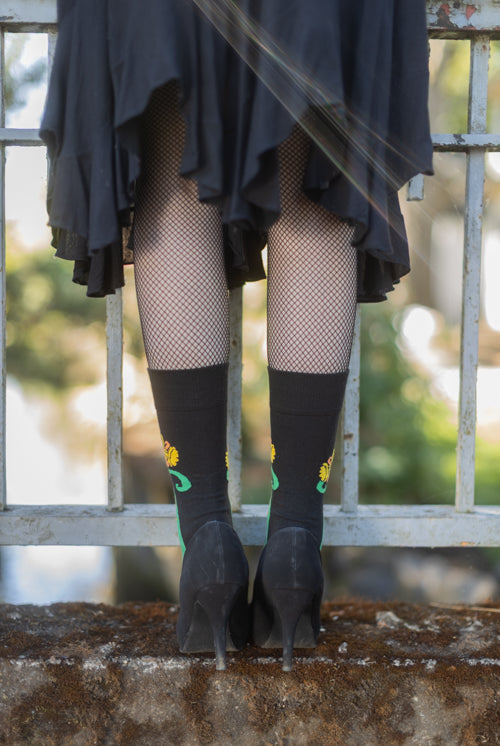 Botanical Nouveau Crew Socks - Daffodil