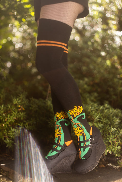 XL Foot Botanical Nouveau Thigh High Socks