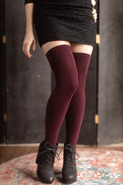 Cozy Acrylic Extraordinary Thigh High - Burgundy