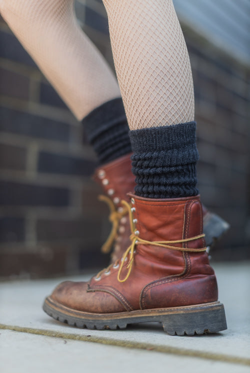 Cozy Cotton Bootsocks - Dark Charcoal