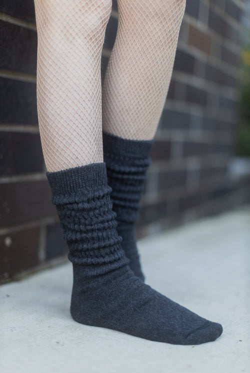 Cozy Cotton Bootsocks - Dark Charcoal