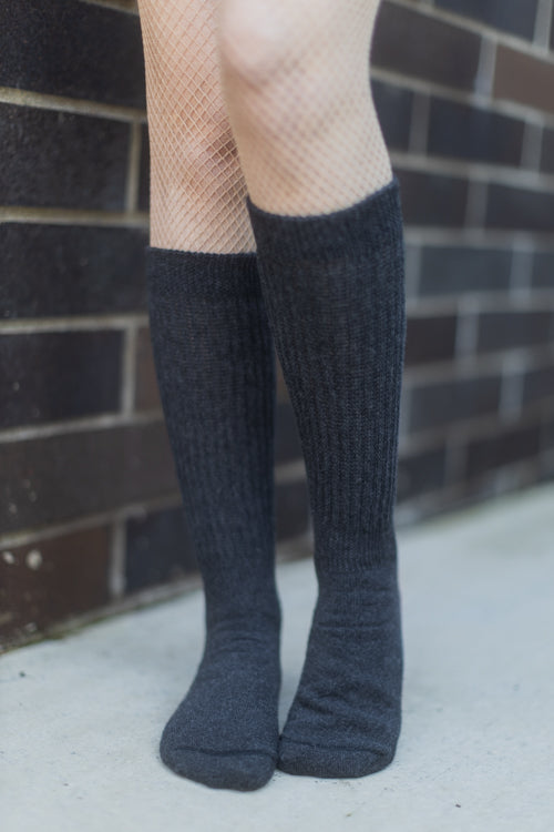 Cozy Cotton Bootsocks - Dark Charcoal