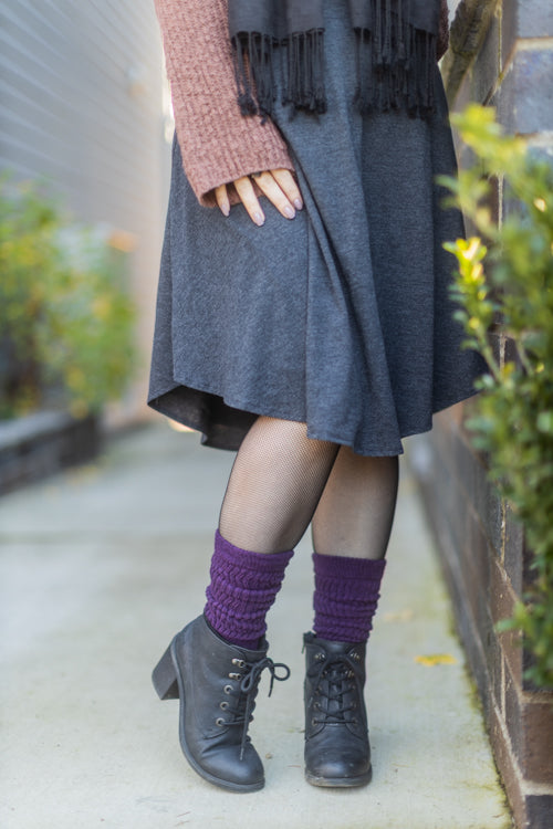 Cozy Cotton Bootsocks - Plum