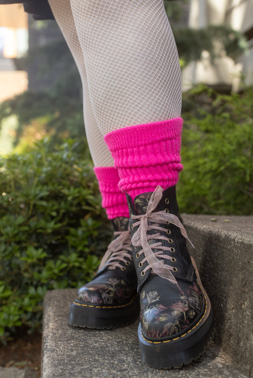 Cozy Slouch Socks - Neon Pink