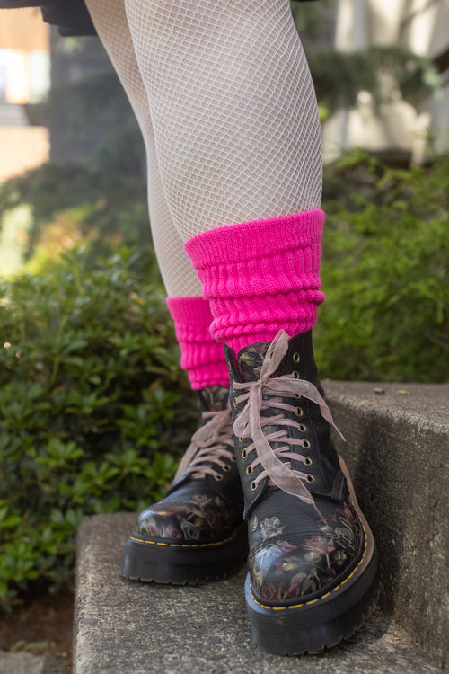 Cozy Slouch Socks - Neon Pink