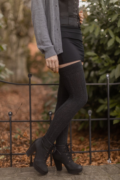 Cable Thigh High - Dark Charcoal