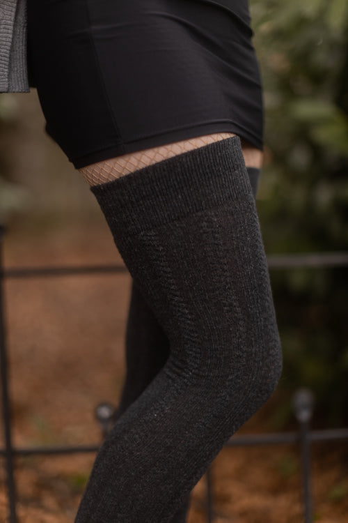 Cable Thigh High - Dark Charcoal