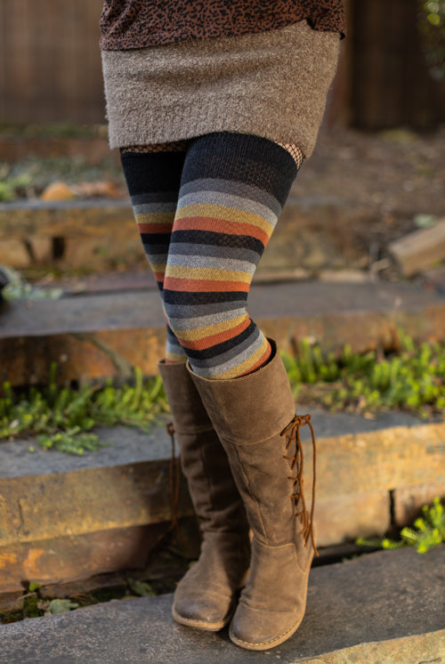 Longer Desert Sunset Stripes Extraordinary Thigh High Socks