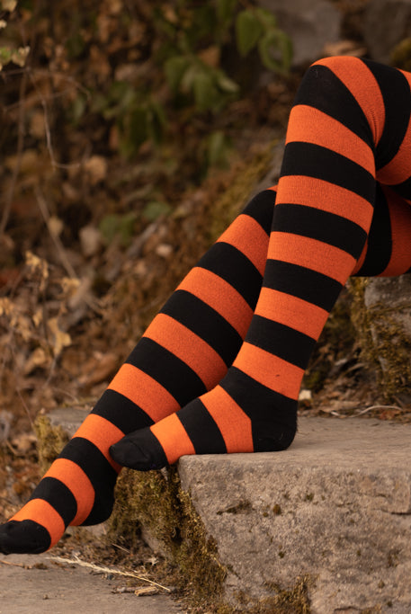 Longer Extraordinary Programming Socks - Black/Orange