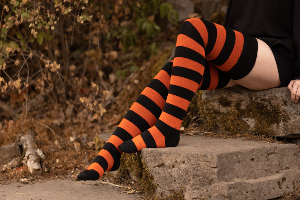 Longer Extraordinary Programming Socks - Black/Orange