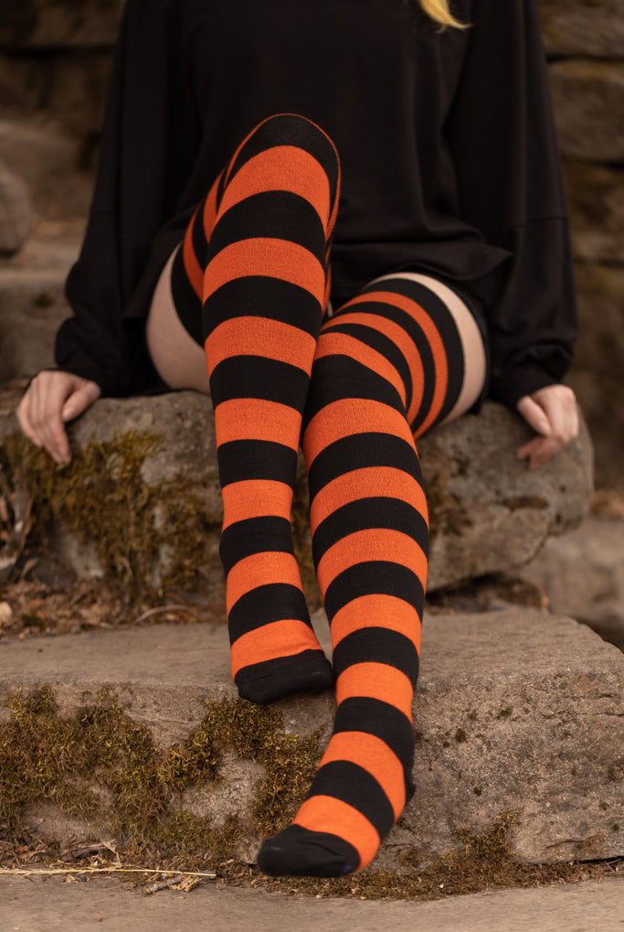 Longer Extraordinary Programming Socks - Black/Orange