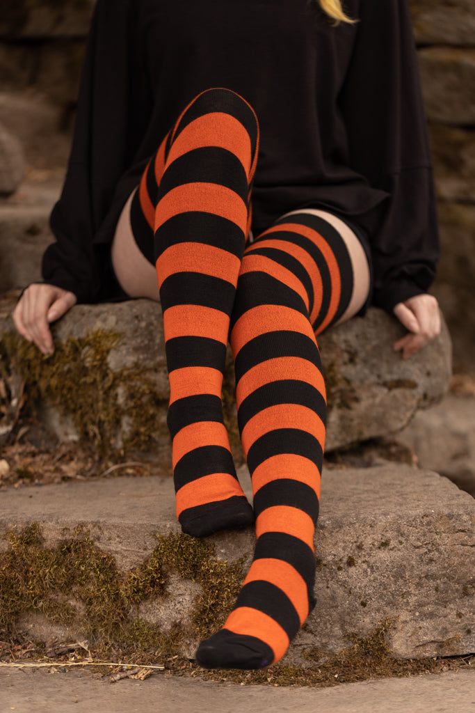 Longer Extraordinary Programming Socks - Black/Orange