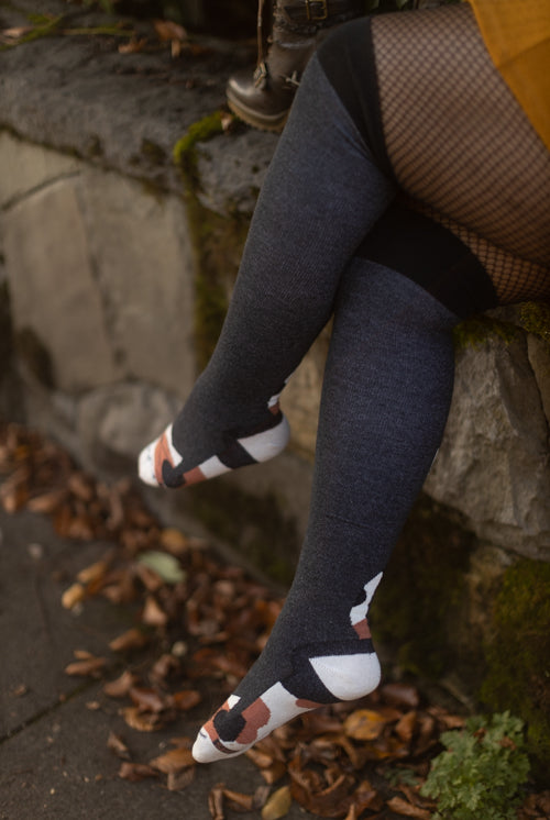Kitten Tails Thigh High Socks - Calico