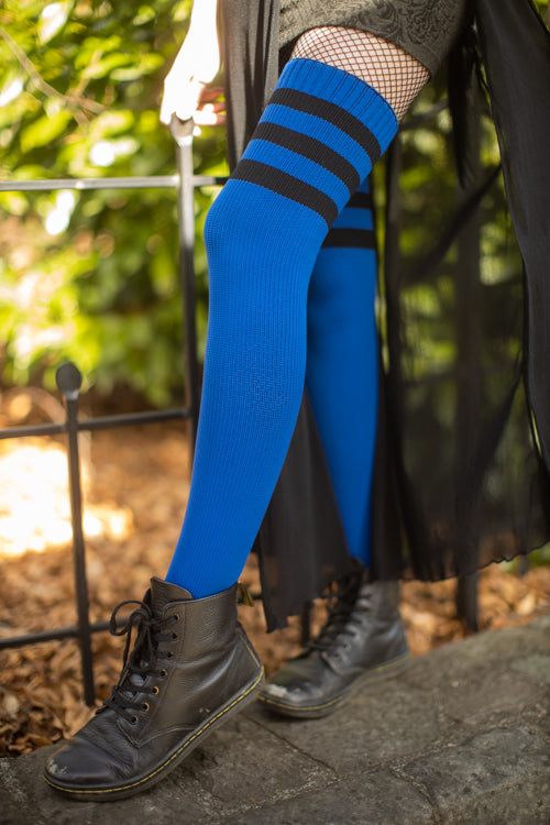 Midnight Garden Thigh High - larkspur with Black