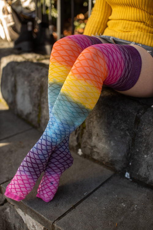Mermaid Dip Dyed Extraordinary Thigh High - Rainbow