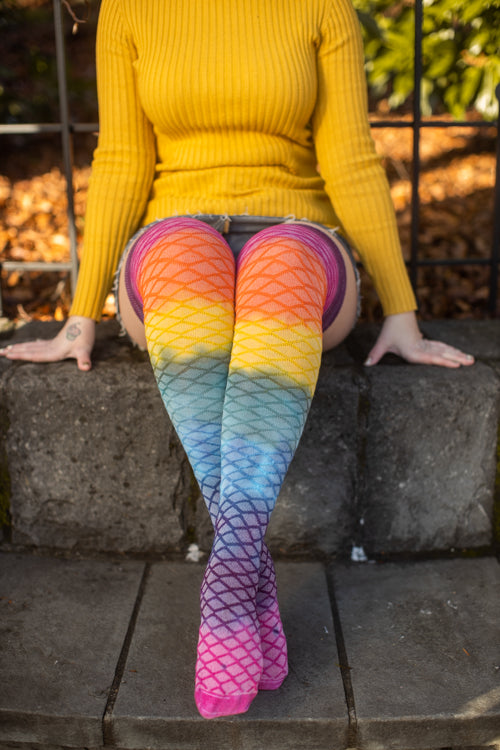 Mermaid Dip Dyed Extraordinary Thigh High - Rainbow