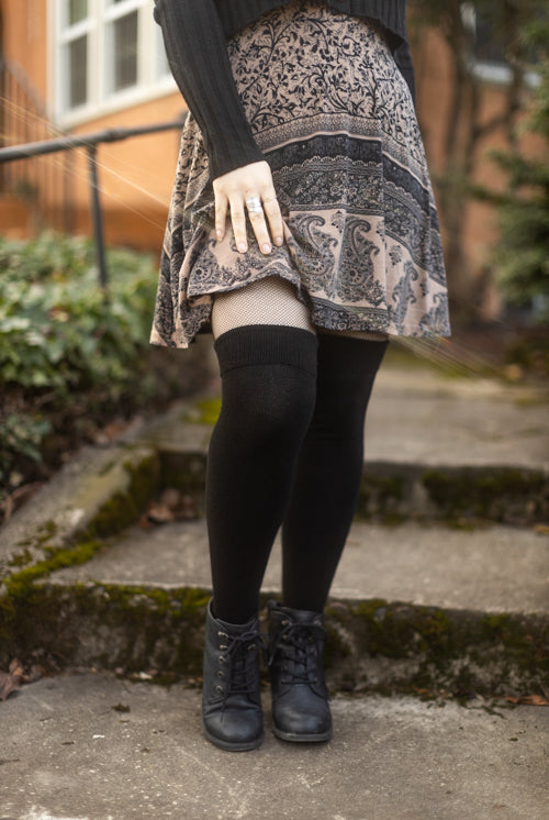 Oops! Cozy Acrylic Thigh High - Black