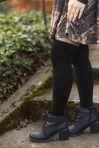 Oops! Cozy Acrylic Thigh High - Black