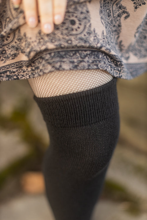 Oops! Cozy Acrylic Thigh High - Black