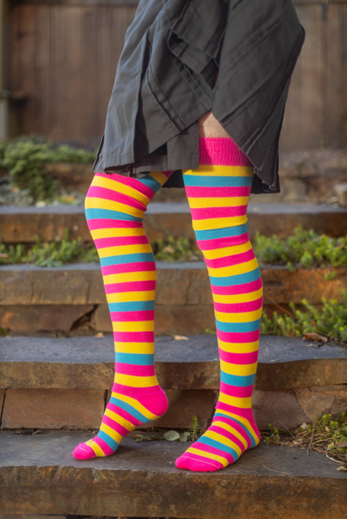 Oops! XL Foot Longer Original Pride Stripes Socks - Pansexual