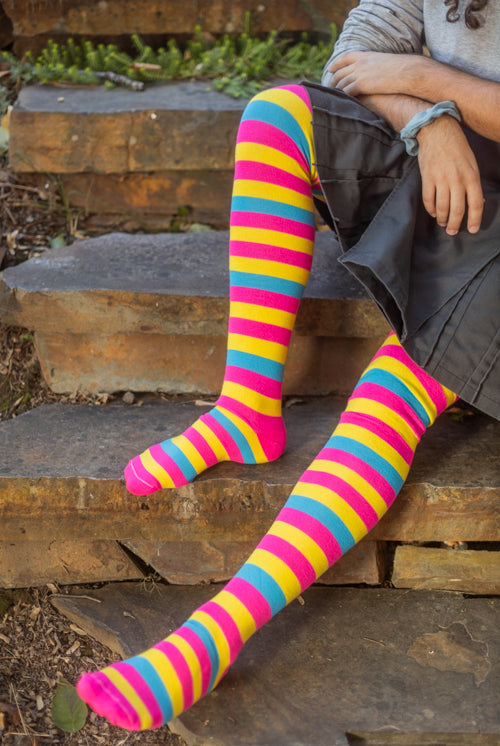 Oops! XL Foot Longer Original Pride Stripes Socks - Pansexual