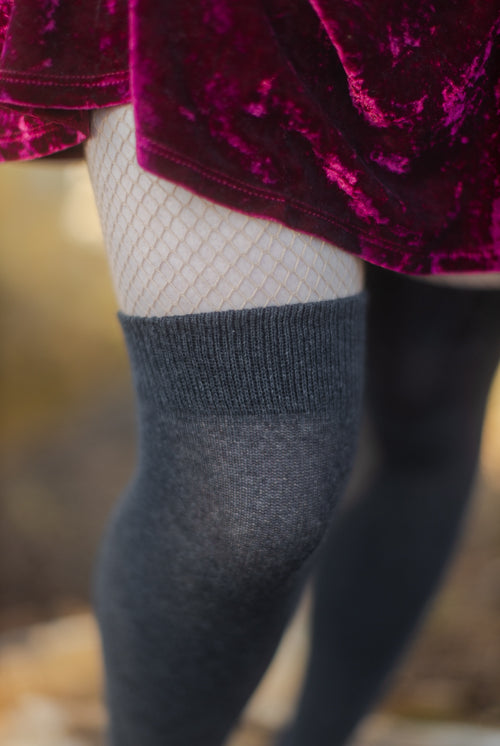 Oops! Extraordinary Thigh High Socks - Dark Charcoal