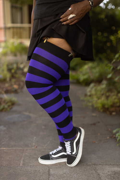 Longer Extraordinary Programming Socks - Black/Purple