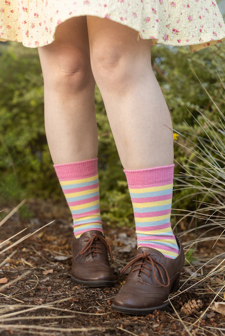Pride Stripes Cotton Crew Socks - Pansexual