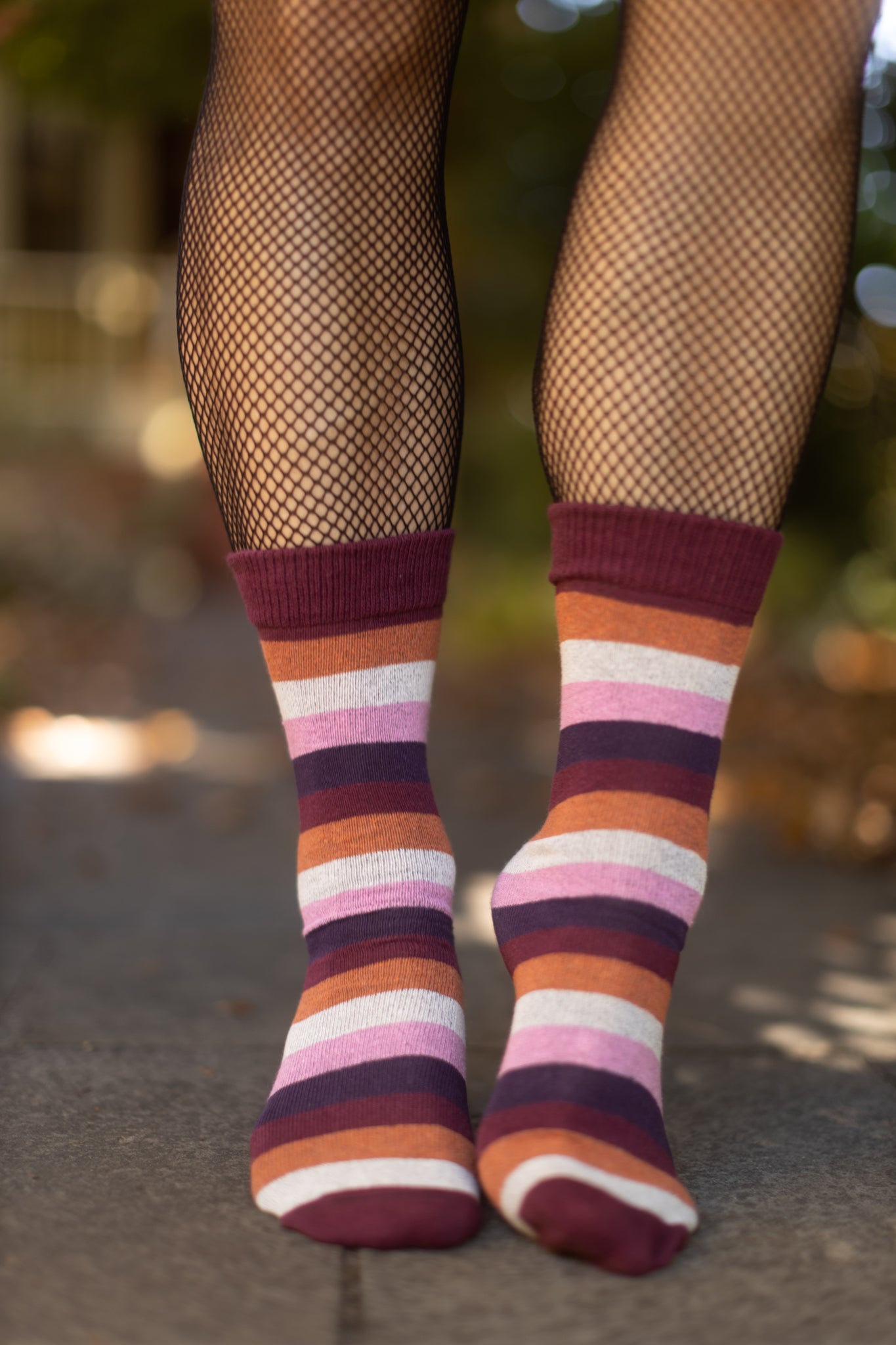 Pride Stripes Cotton Crew Socks - lesbian