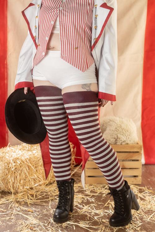 Longer Ringmaster Stripes Extraordinary Thigh High Socks - Morningstar