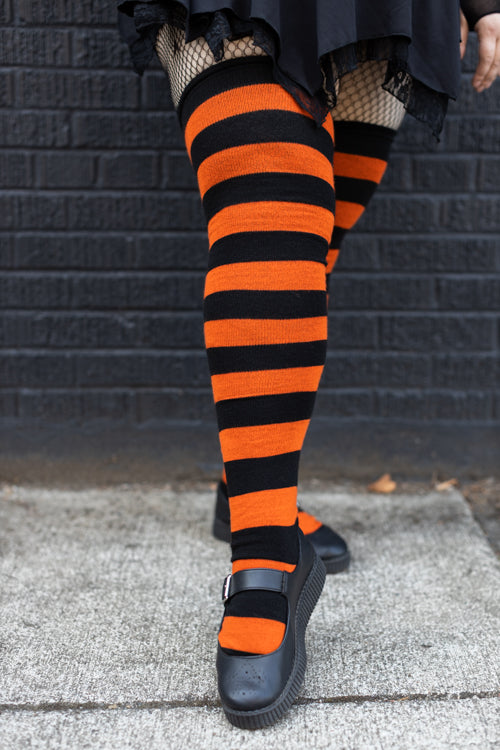 Longer Extraordinary Programming Socks - Orange & Black