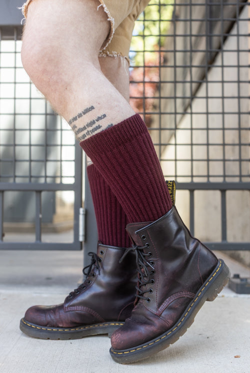 Cozy Slouch Socks - Maroon