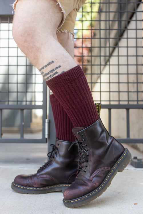 Cozy Slouch Socks - Maroon