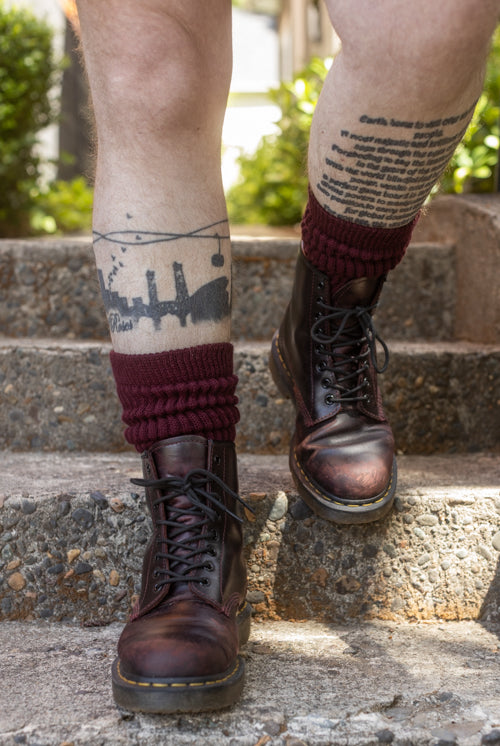 Cozy Slouch Socks - Maroon