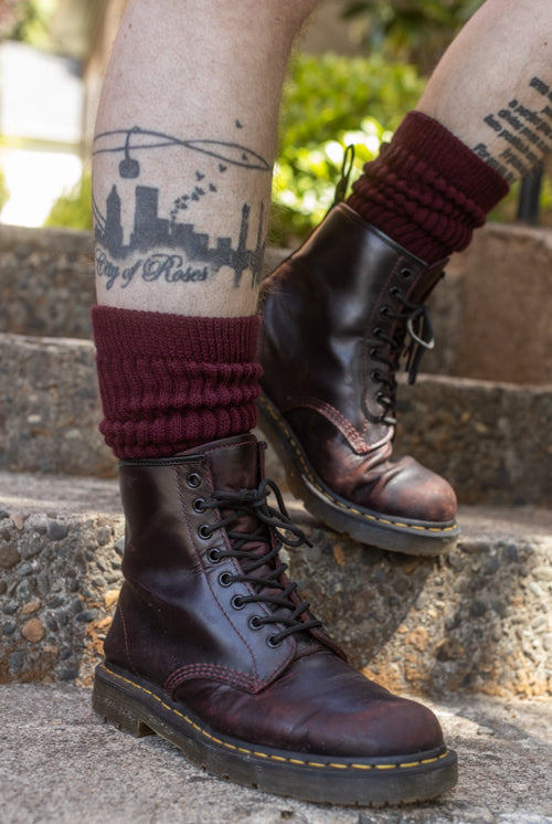 Cozy Slouch Socks - Maroon