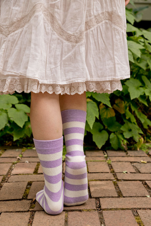 Simply Striped Tube Socks - Lilac/Sweet Cream