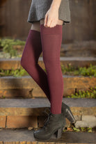 Longer Waffle Thigh High - Burgundy