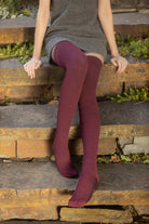 Longer Waffle Thigh High - Burgundy