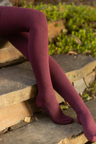 Longer Waffle Thigh High - Burgundy