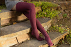 Longer Waffle Thigh High - Burgundy