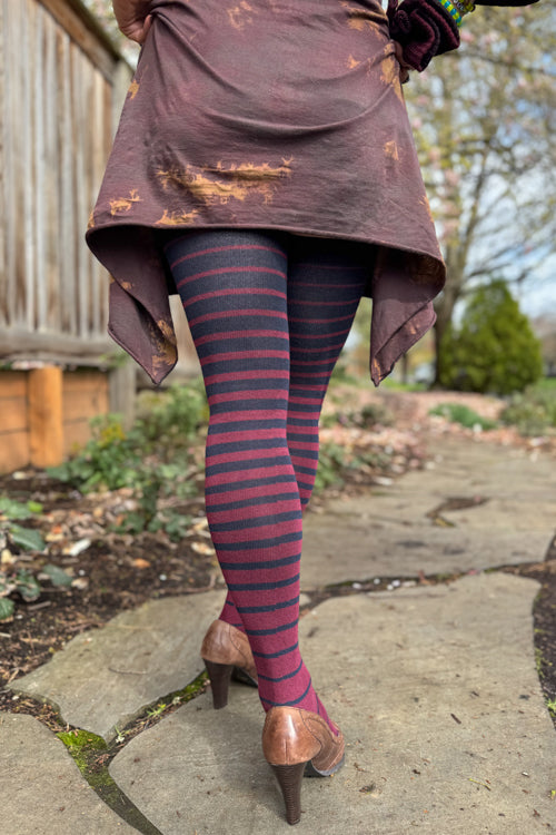 Longer Gradient Stripe Extraordinary Thigh High - Navy and Burgundy