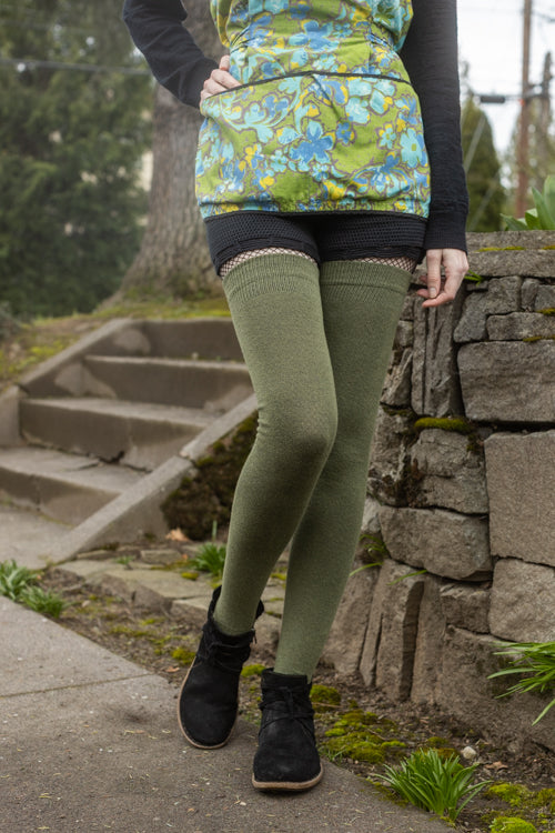 Longer Extraordinary Thigh High Socks - Olive